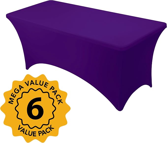 6-Pack Premium Purple Spandex Tablecloths - Image 2