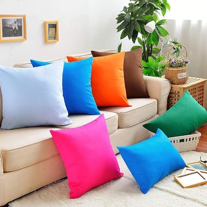 4-Pack 100% Cotton Comfortable Solid Decorative Throw Pillow Case, Thmyo Square - Image 2