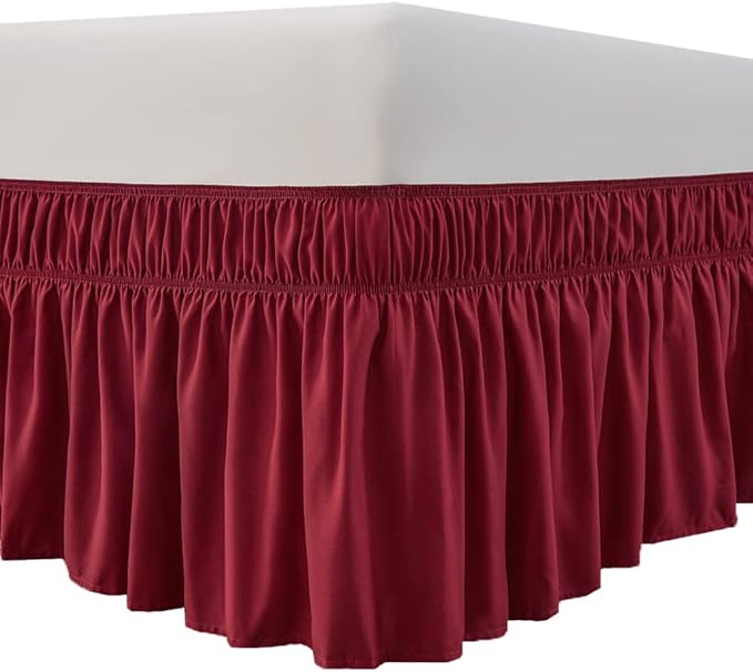 MEILA Wrap Around Bed Skirt Three Fabric Sides Elastic Dust Ruffled 16 Inch by MEILA