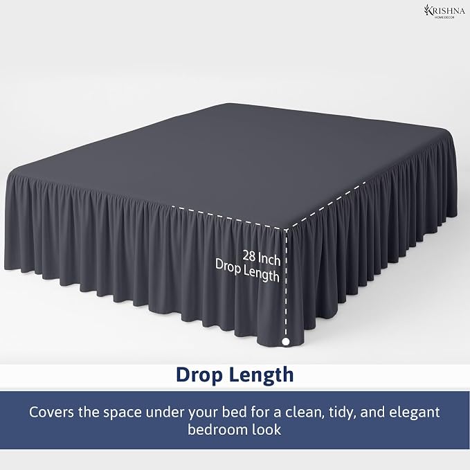 KRISHNA Ruffled Bed Skirt with Split Corners Full, 100% Microfiber Hotel Quality - Image 4
