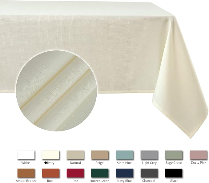 maxmill Faux Linen Texture Tablecloth Stain Resistant Waterproof, Wrinkle - Image 4