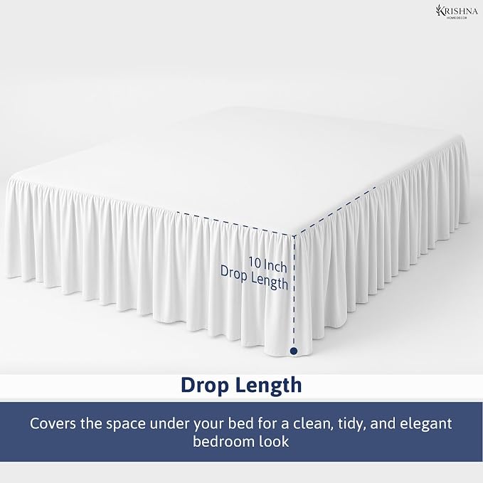 KRISHNA Ruffled Bed Skirt with Split Corners King, 100% Microfiber Hotel Quality - Image 4