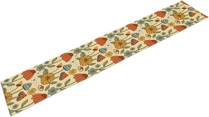 70's Boho Mushroom Table Runner, Retro Kitchen Groovy Hippie Funky Table Runner - Image 8