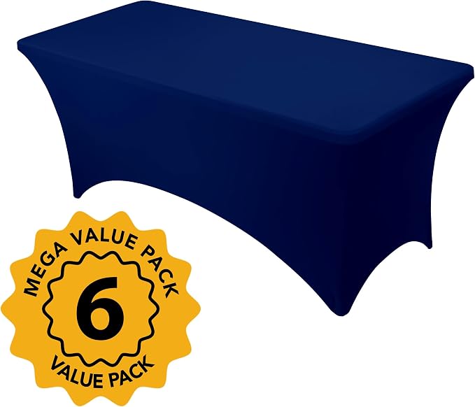 6-Pack Premium Navy Blue Spandex Tablecloths - Image 2