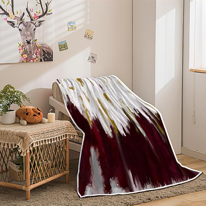 Abstract Ombre Throw Blankets, Modren Chic Art Oil Painting Cozy Warm Bed Couch - Image 2