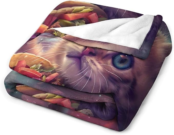 Funny Cat Print Blanket Taco Cute Kitty Animal Galaxy Throw Blankets Gifts - Image 3