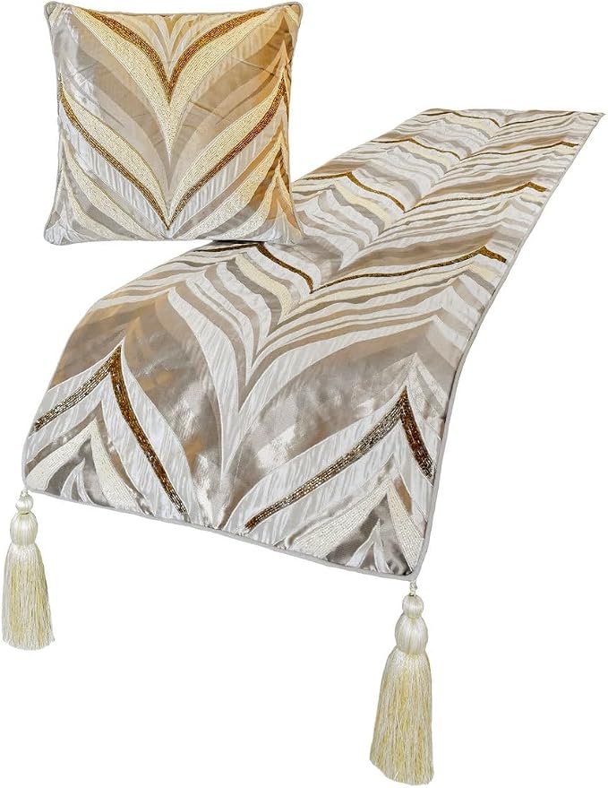 The HomeCentric King/Queen/Twin Ivory Luxury Queen 74"x18" Bed Runner Without - Image 4