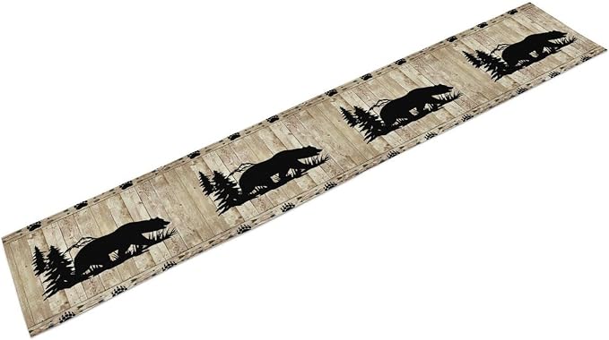 Rustic Woodland Table Runner, Forest Animals Country Lodge Cabin Wild Bear - Image 8