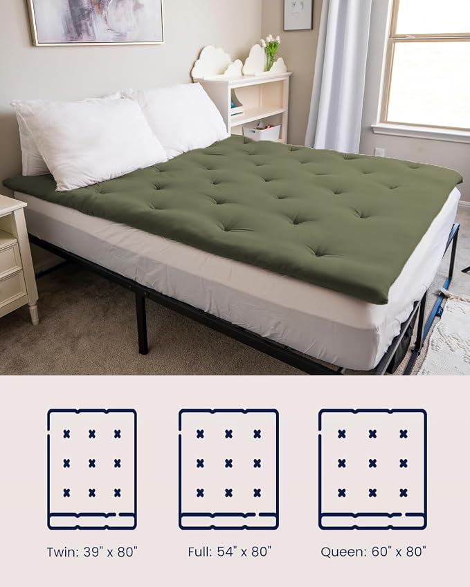 ZonLi Japanese Floor Futon Mattress Full Size 75"x 54", 100% Cotton Cover 2.5'' - Image 6