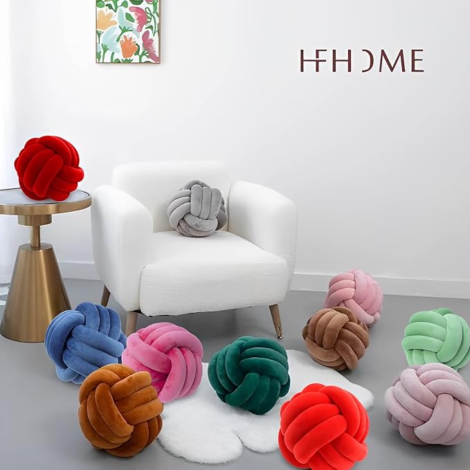 Knot Ball Pillows, Round Throw Pillow Cushion Home Decoration Soft Plush Pillow - Image 4