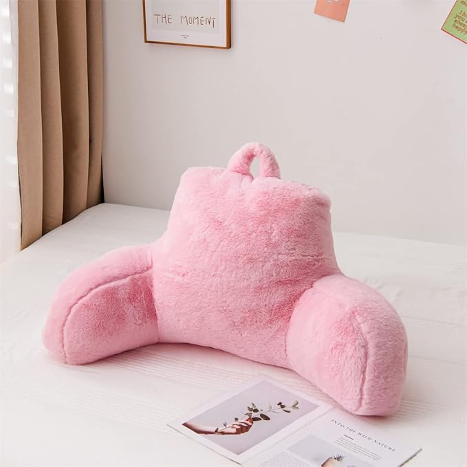 Holawakaka Large Faux Fur Bed Rest Pillow by Holawakaka