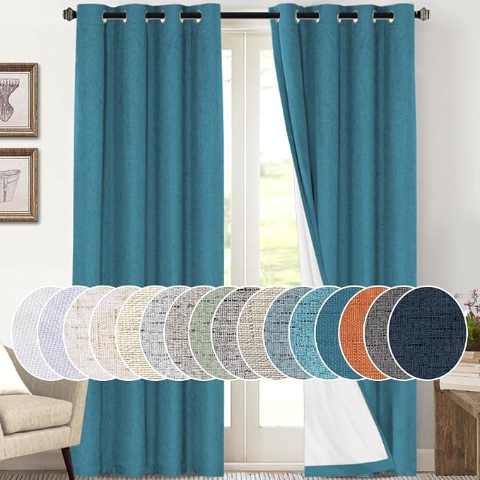 PrinceDeco 100% Blackout Curtains 108 Inches Long 2 Panels Set Thermal by PrinceDeco