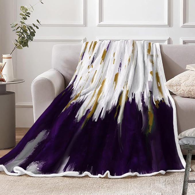 Abstract Ombre Throw Blankets, Modren Chic Art Oil Painting Cozy Warm Bed Couch - Image 3