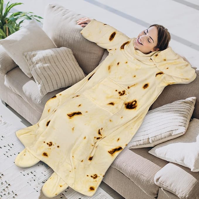 PAVILIA Fleece Blanket with Sleeves, Foot Pockets - Image 3