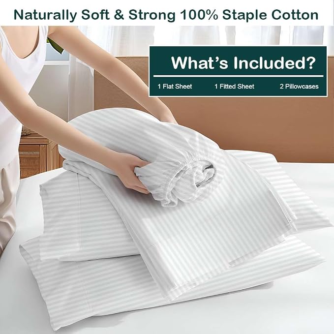 NON Sticky cotton Queen Size Sleeper Sofa Sheets, 4 Piece Egyptian Cotton Bed - Image 3
