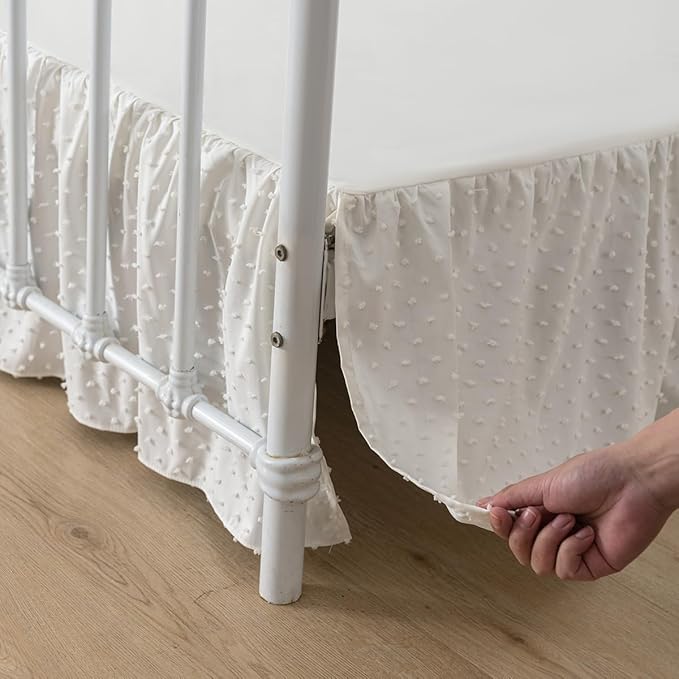 Tufted Dot Bed Skirt Twin Size Ruffled Bed Skirt - Image 2