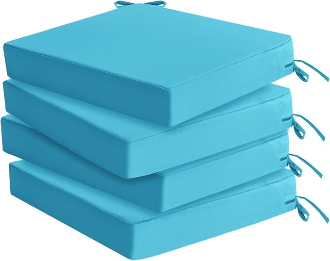 Outdoor Chair Cushions Set of 4: Waterproof & Color Fastness Seat Cushion by SUMMSUN