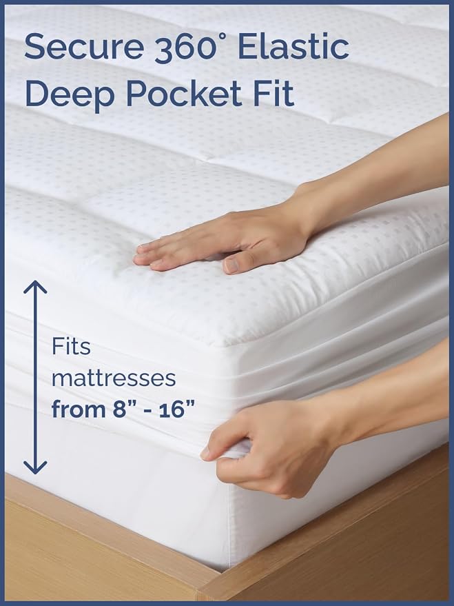 Mattress Pad Twin XL Size – Quilted Fitted Mattress Protector – Cotton Pillow - Image 4