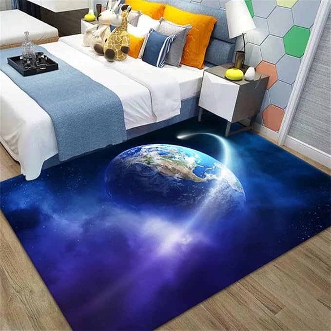 Outer Space Galaxy Rugs for Bedroom Modern Solar System Living Dining Room Area by Home