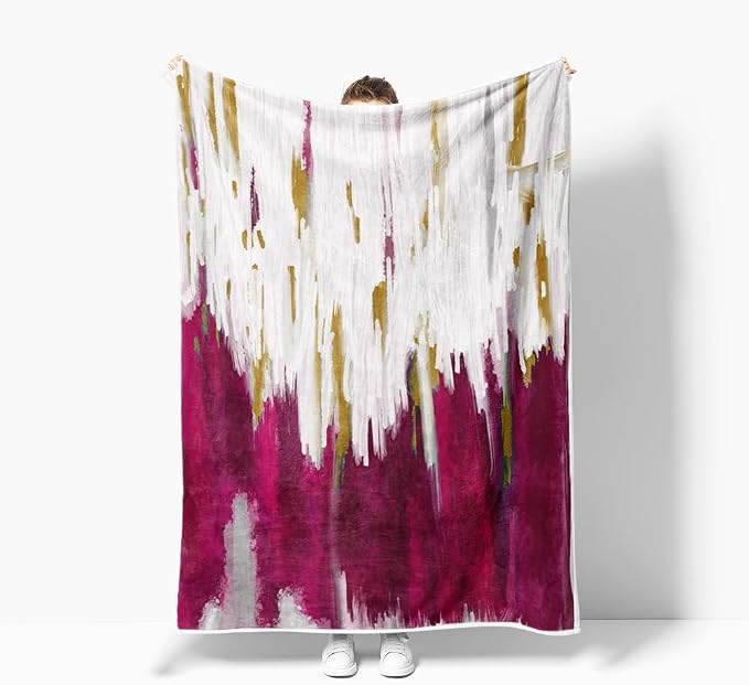 Abstract Ombre Throw Blankets, Modren Chic Art Oil Painting Cozy Warm Bed Couch - Image 5