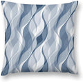 Light Blue Throw Pillow Covers Modern Abstract Blue and Grey Striped Decorations by MYS+QiQi