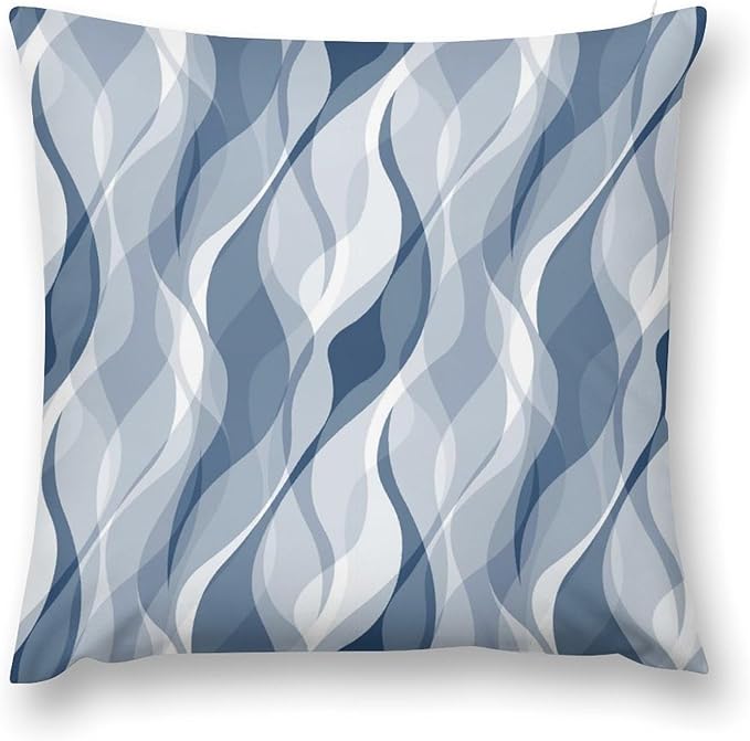 Light Blue Throw Pillow Covers Modern Abstract Blue and Grey Striped Decorations by MYS+QiQi