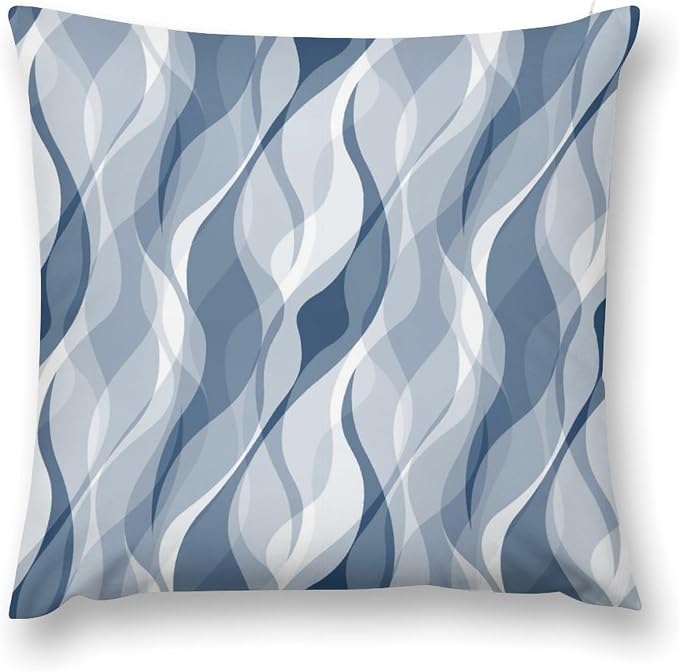 Light Blue Throw Pillow Covers Modern Abstract Blue and Grey Striped Decorations by MYS+QiQi