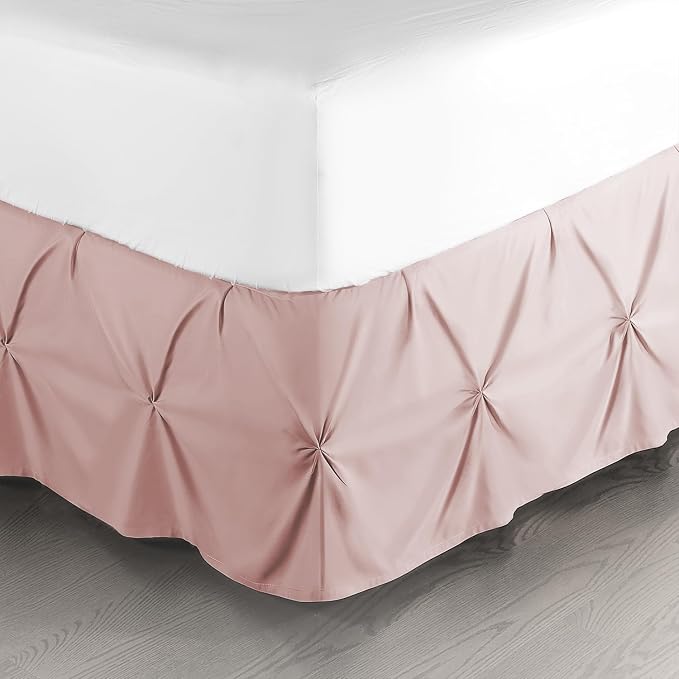 Nestl Blush Pink Bed Skirt Queen Size, Pinch Pleat Queen Bed Skirt, Hotel by Nestl