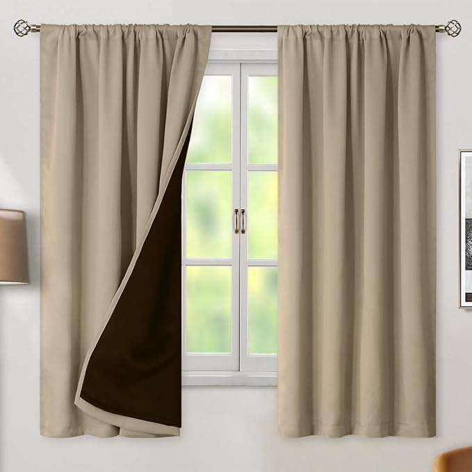 BGment 100% Blackout Curtains for Bedroom 63 Inch Length 2 Panels, Thermal by BGment