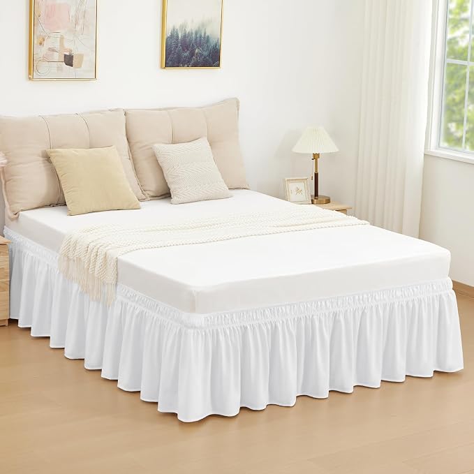 RIMELA Bed Skirt Twin Size Moon White 15 Inch Drop, Wrap Around Elastic Bedskirt - Image 7