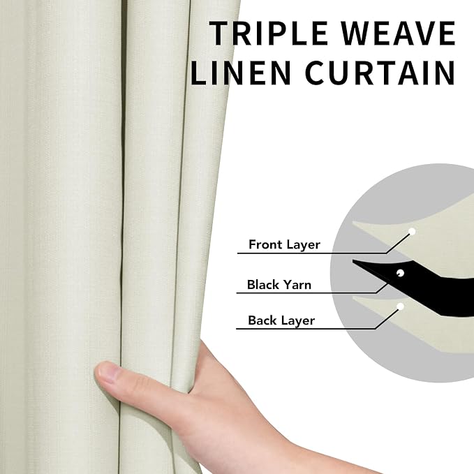 Easy-Going Linen Look Blackout Curtain Grommet Window Curtain Drapes - Image 3