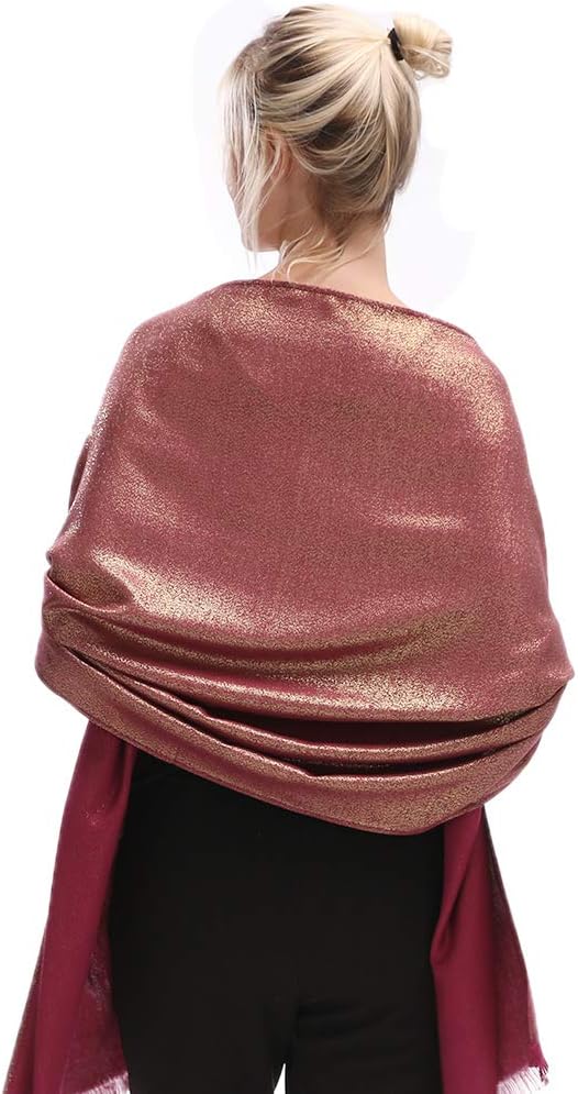 LMVERNA Women's Sparkling Metallic Soft Pashmina Shawls and Wraps Scarf in - Image 4