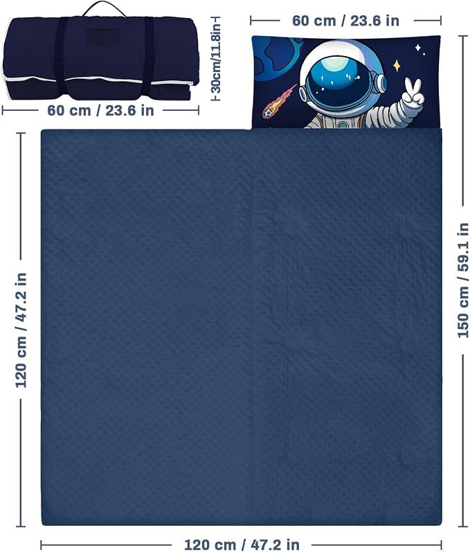 Toddler Nap Mat Kids Sleeping Bag 59‘’×24‘’, Soft Slumber Bag - Image 2