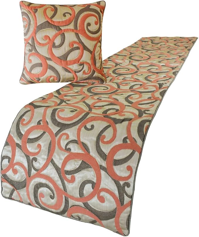 The HomeCentric King/Queen/Twin Orange Luxury Twin 53"x18" Bed Runner Without - Image 2