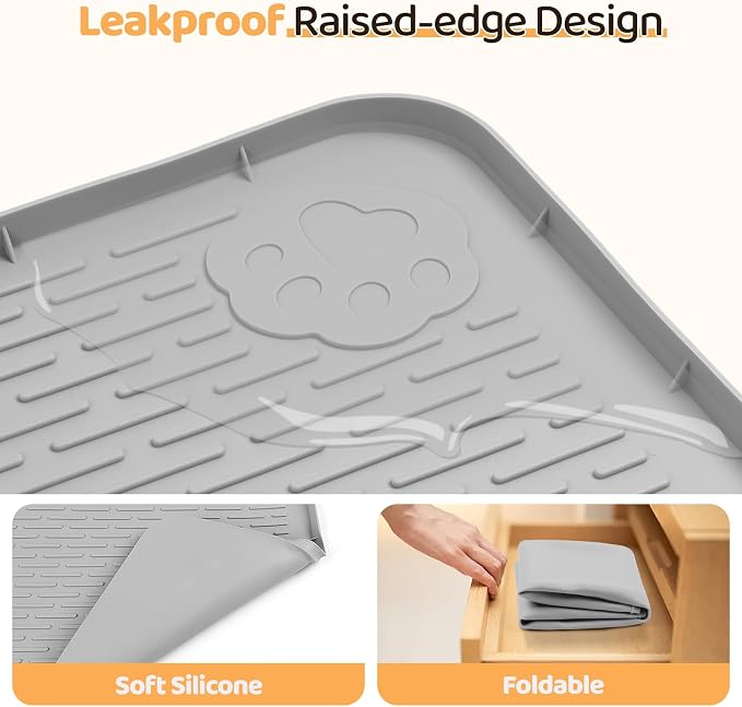 Dog Food Mat, Extra Large 40" x 28" Silicone Pet Feeding Mat - Image 3