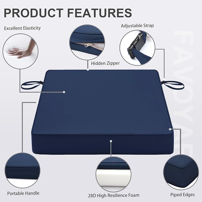 Favoyard Patio Chair Cushions 24 x 24 x 4 Inch Waterproof Outdoor Seat Cushions - Image 6