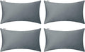 4-Pack 100% Cotton Lumbar Comfortable Solid Decorative Throw Pillow Case by Thmyo