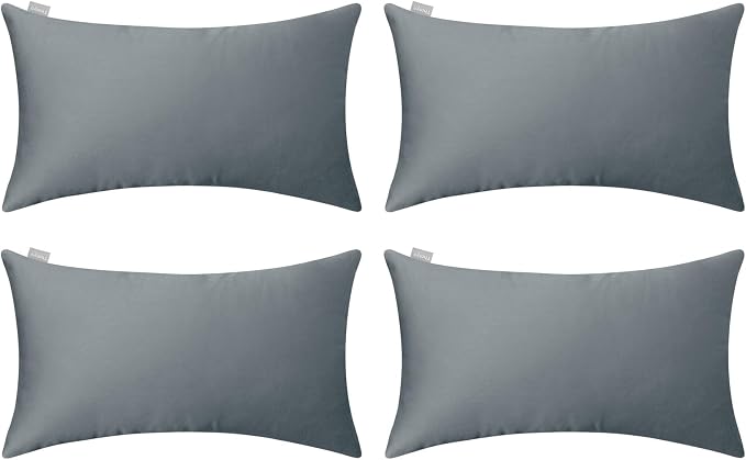 4-Pack 100% Cotton Lumbar Comfortable Solid Decorative Throw Pillow Case by Thmyo