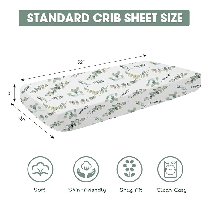 Bimocosy Crib Sheets 4 Pack, Baby Crib Sheets Fitted - Image 2