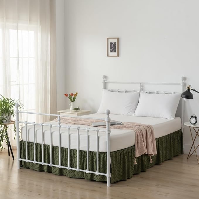 Tufted Dot Bed Skirt Full Size Ruffled Bed Skirt - Image 5