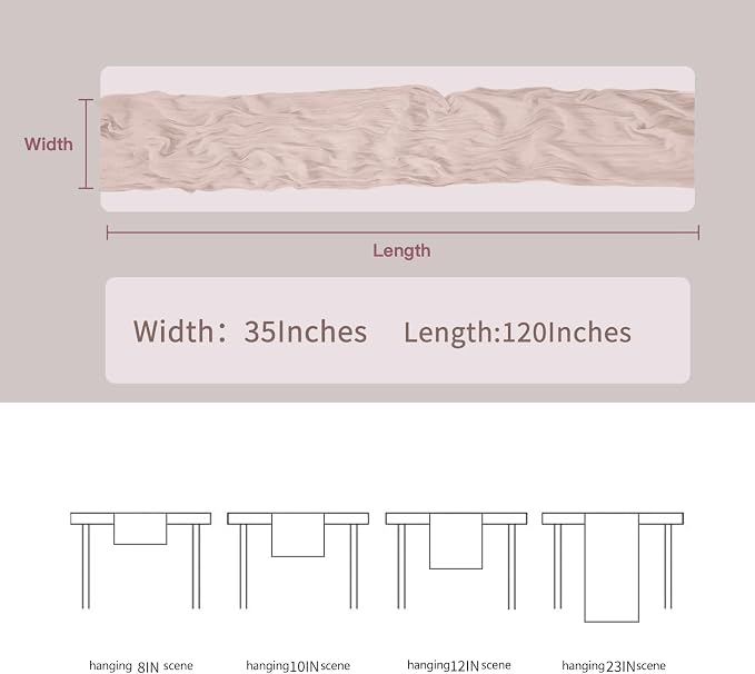 BALCONY & FALCON Pink Cheesecloth Table Runner 10FT 120 Inch Rustic & Boho - Image 3