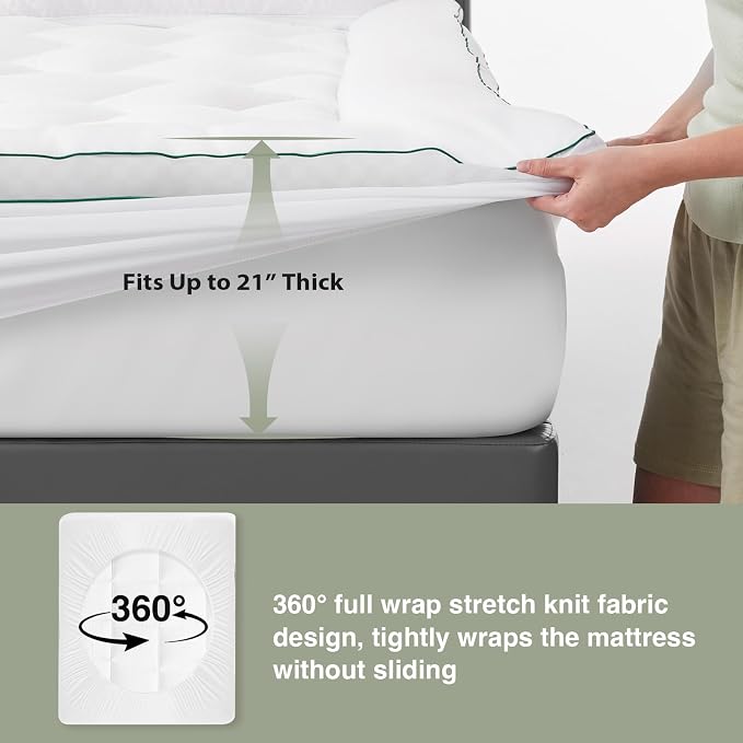 Novilla California King Mattress Topper, Extra Thick Pillow Top Mattress Pad - Image 4