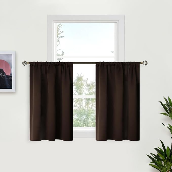 BGment Brown Blackout Curtains for Kitchen Cafe Window by BGment