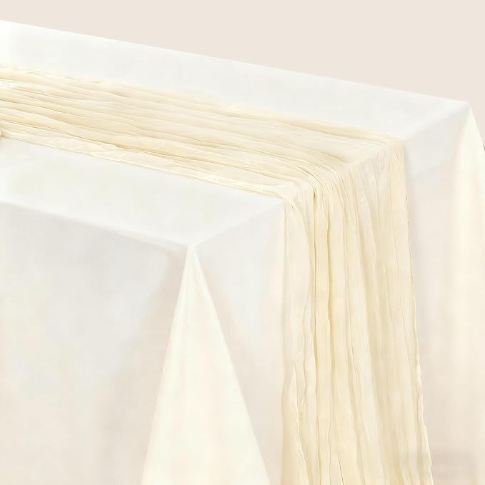 BALCONY & FALCON 2 Pack Beige Cheesecloth Table Runner 10FT 120 Inch Rustic & - Image 5