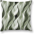 Sage Green Throw Pillow Covers Abstract Ombre Green and Grey Striped Decorations by MYS+QiQi
