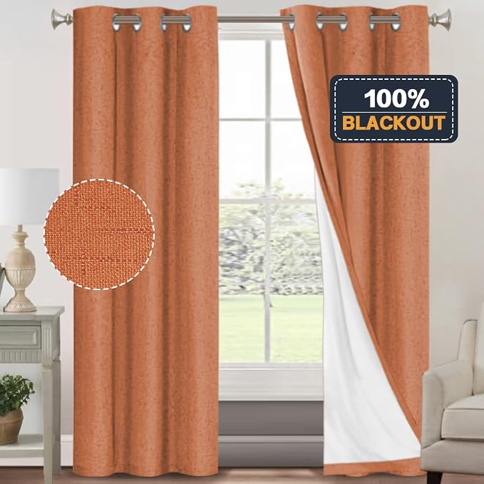 PrinceDeco 100% Blackout Curtains 84 inch Length 2 Panels Set Anti-Rust Grommet - Image 6