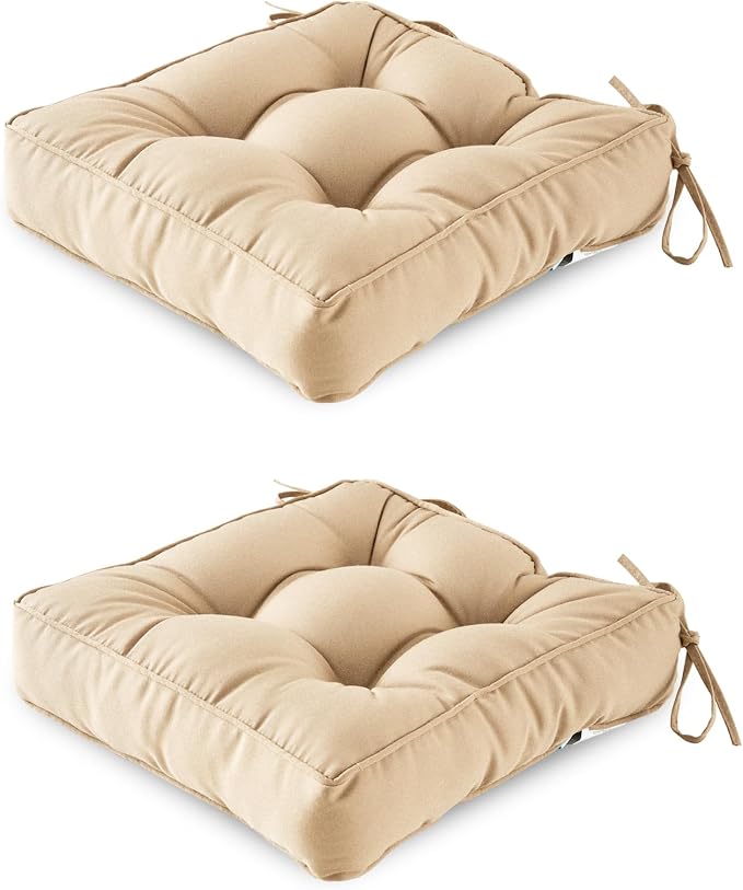 ARTPLAN Outdoor Seat Cushion, Square Thick Tufted Pure Chair Cushion by ARTPLAN