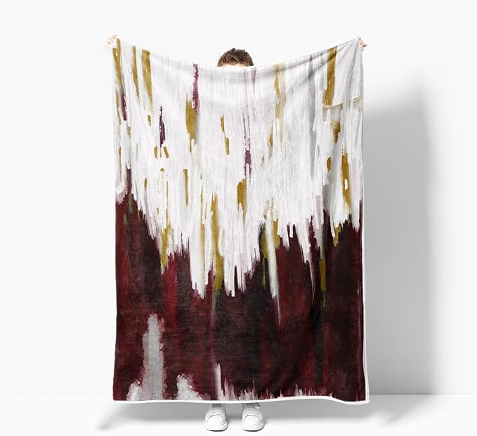 Abstract Ombre Throw Blankets, Modren Chic Art Oil Painting Cozy Warm Bed Couch - Image 5