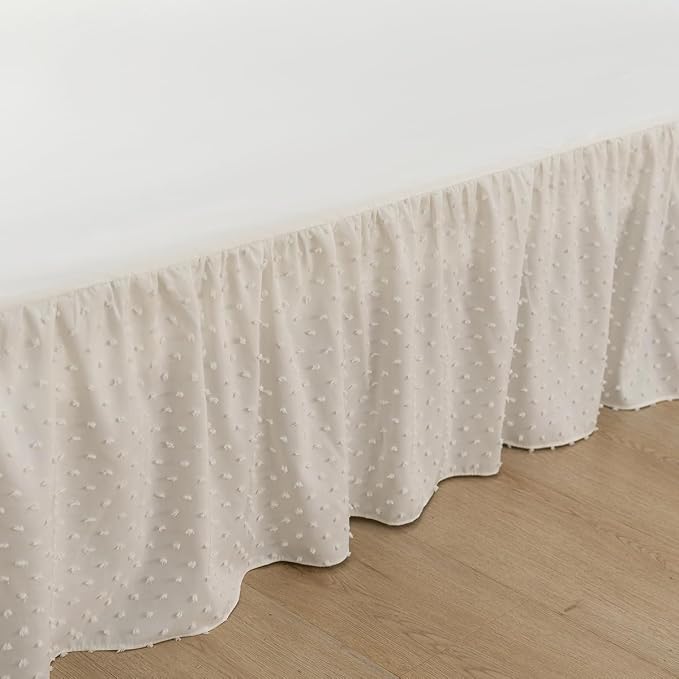 Tufted Dot Bed Skirt Queen Size Ruffled Bed Skirt - Image 6