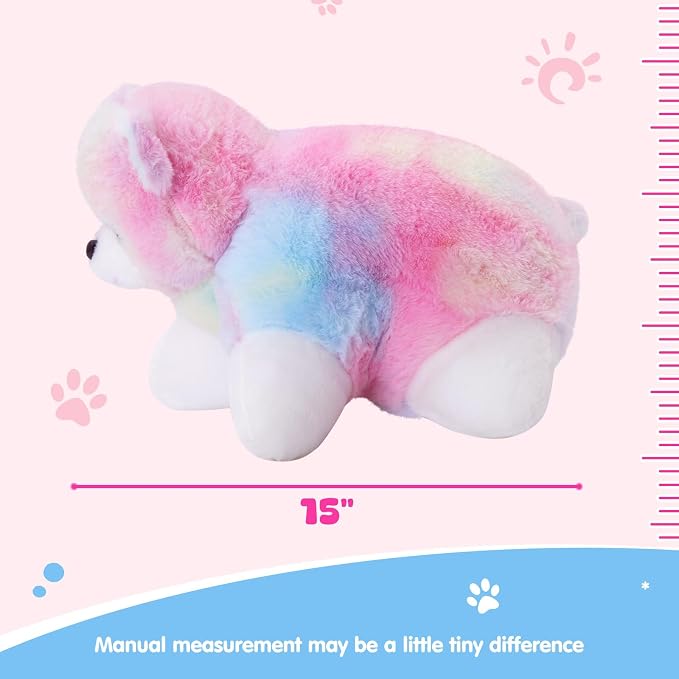 Glow Guards 15" Rainbow Teddy Bear Plush Pillow, Cute Stuffed Animal Soft - Image 6